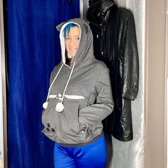 🐶🐱🐰NWOT |•Adorable Small Pet Pocket Ears Paws Hoodie/Sweatshirt Small🐶🐱🐰 - Picture 3 of 12